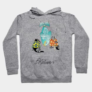 B kliban cat - cat goes fishing Hoodie